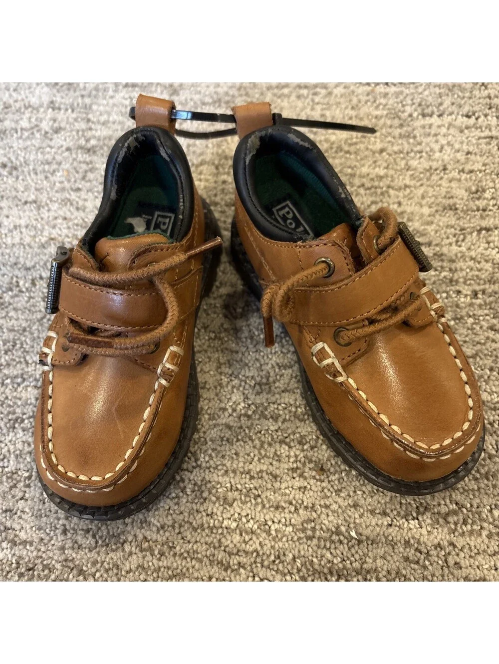 Polo Ralph Lauren Boys Toddler Brown Leather Dockers Loafers Shoes Size 7